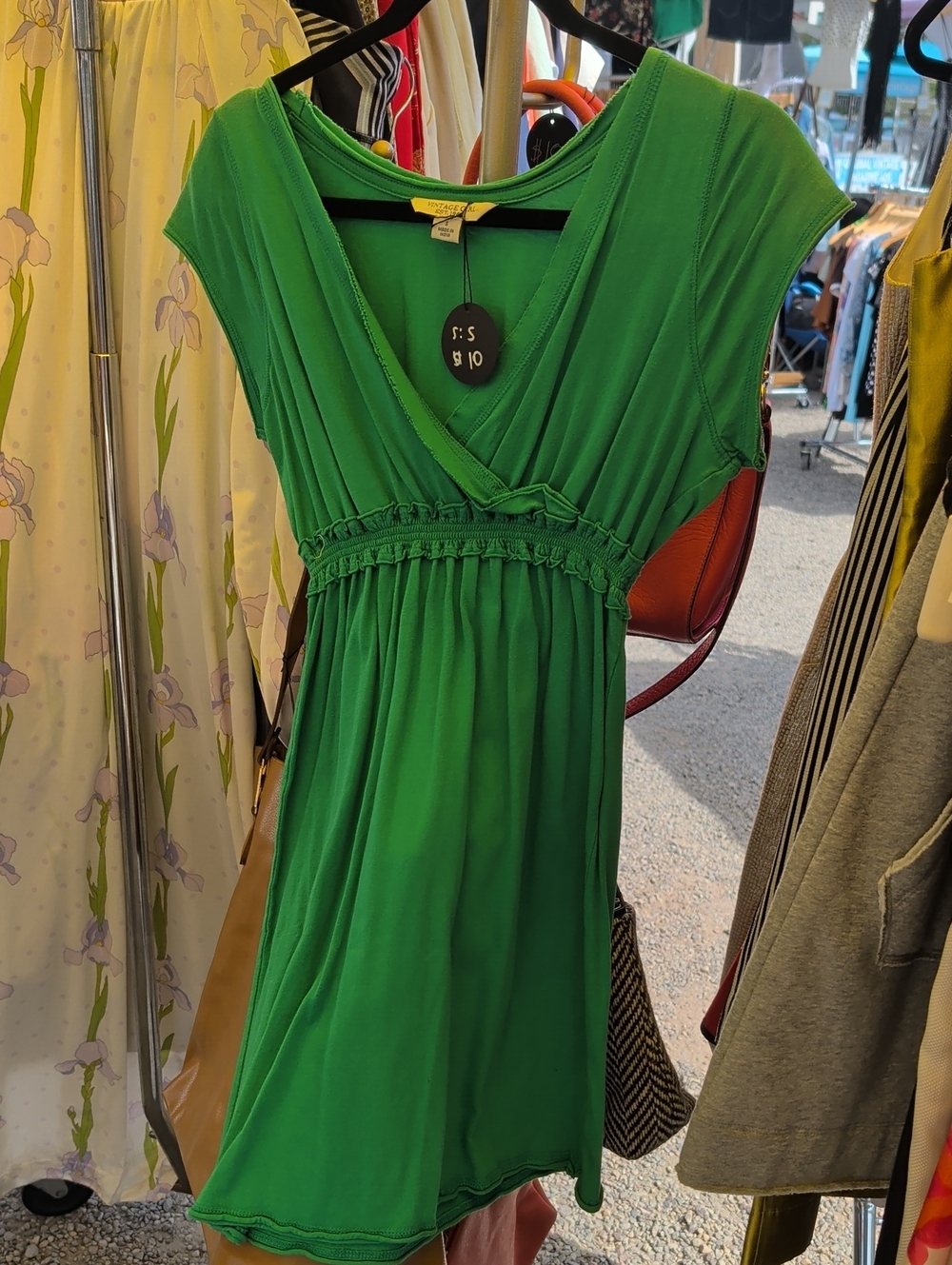 Green V-Neck Women’s Dress